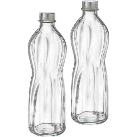 Emilja Trinkflasche Wasserflaschen Glasflasche Aqua 1Liter - 2 Stück