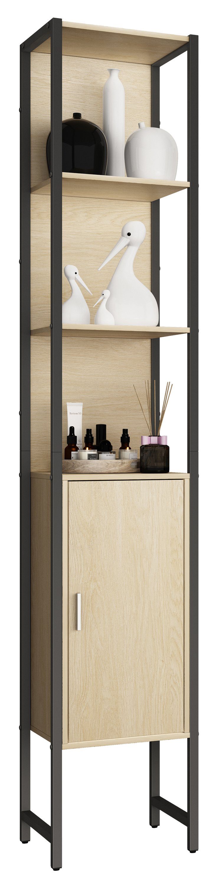 VCM Hochschrank Edino B. 33 x T. 30 x H. 185 cm Viel Stauraum für Handtücher und Pflegeprodukte, für Bad und Gäste-WC