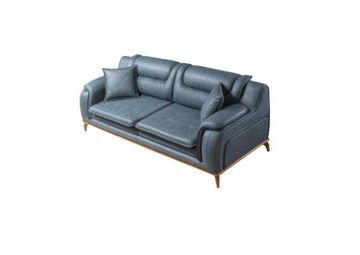 JVmoebel Sofa Sofagarnitur 3+3+1 Sitzer Blau Sessel Luxus Leder Sofa Couch, Made in Europe