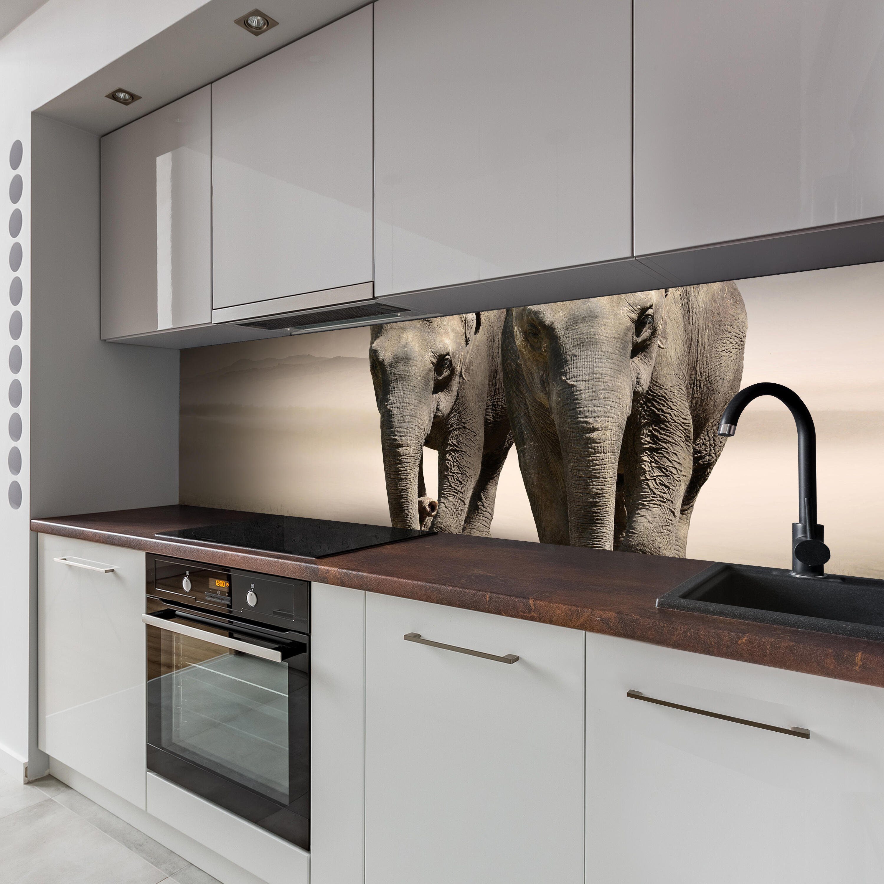Premium wandmotiv24 Hartschaum versch. in Afrika, Küchenrückwand Elefantentraum Nischenrückwand Größen (1-tlg),