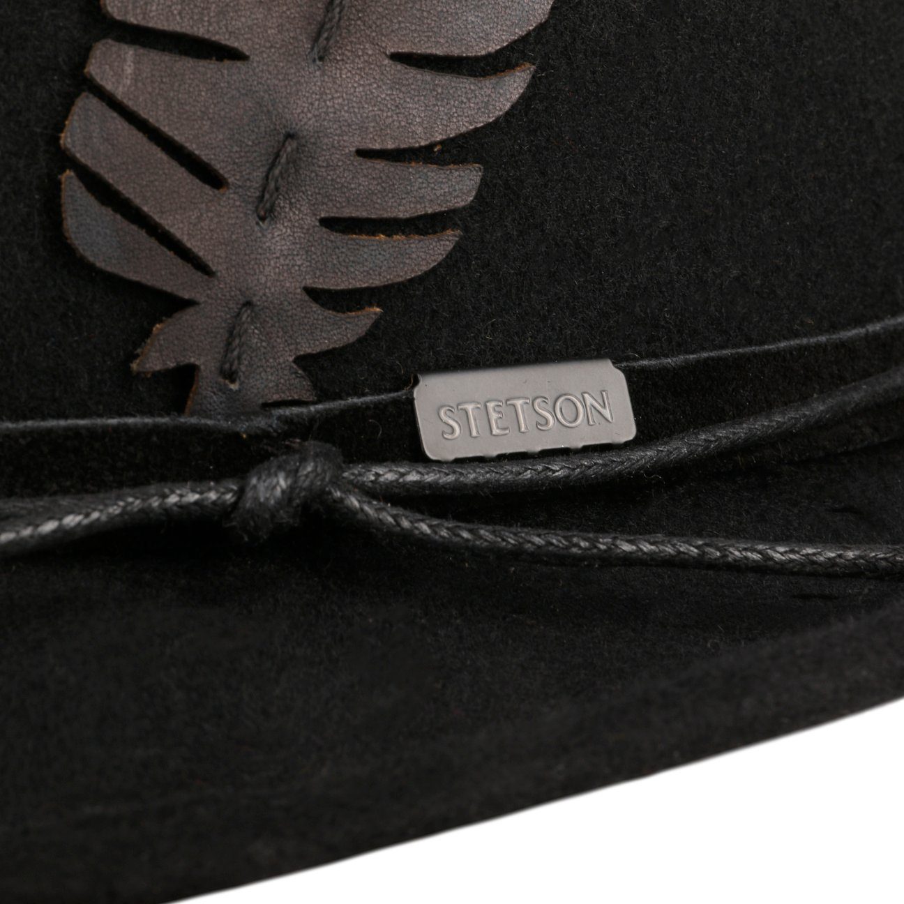 Fedora Lederband mit Wollfilzhut (1-St) Stetson schwarz