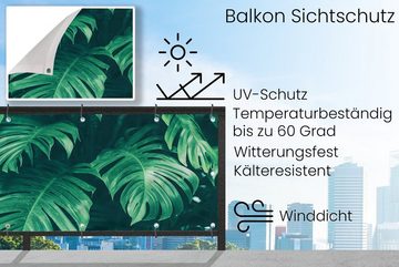 MuchoWow Balkonsichtschutz Monstera - Blätter - Pflanzen - Dschungel - Natur (1-St) Balkonbanner, Sichtschutz für den Balkon, Robustes und wetterfest