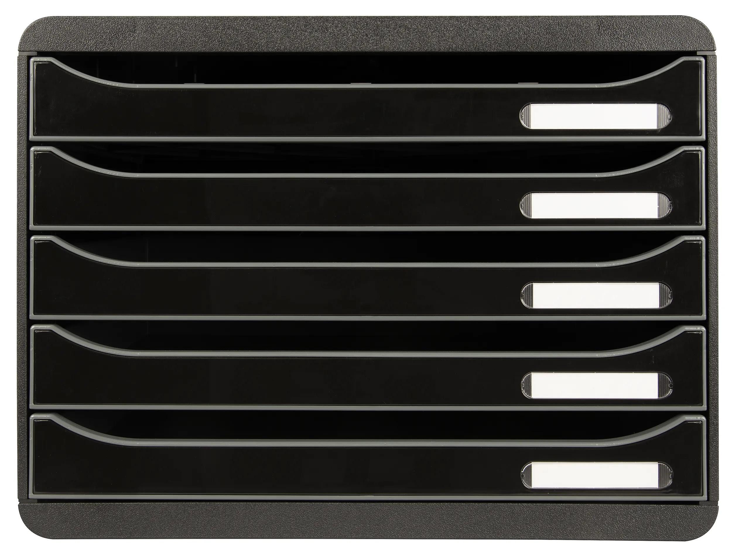 EXACOMPTA Schubladenbox Schubladenbox BigBoxPlus Horizon Quer 5 Schub Schwarz Glossy 308714D, Boxen stappelbar