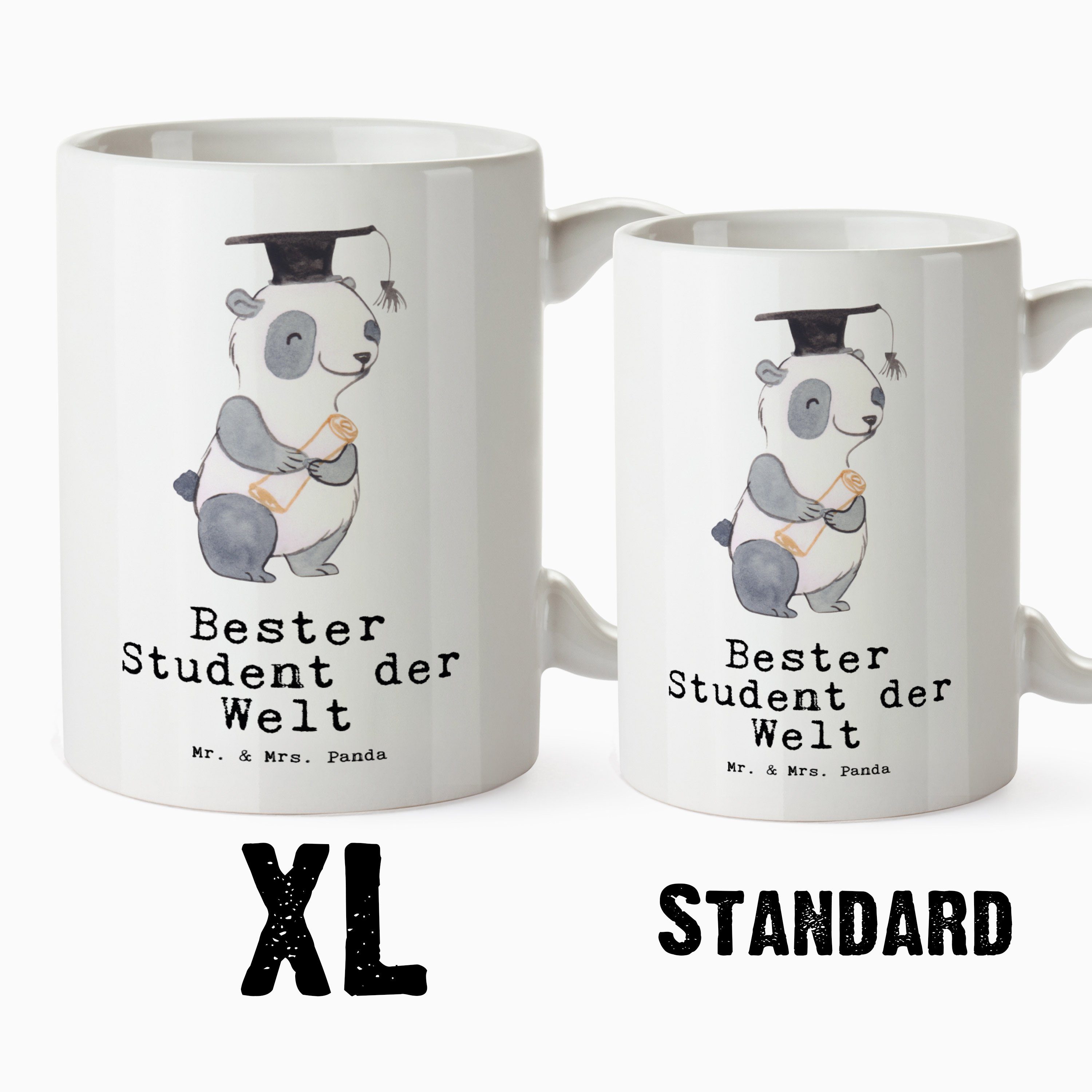 Panda Bester Geschenk, XL Tasse der Panda Mrs. - Tasse Mitbringsel, Studien, Weiß Welt & Keramik Mr. - Student