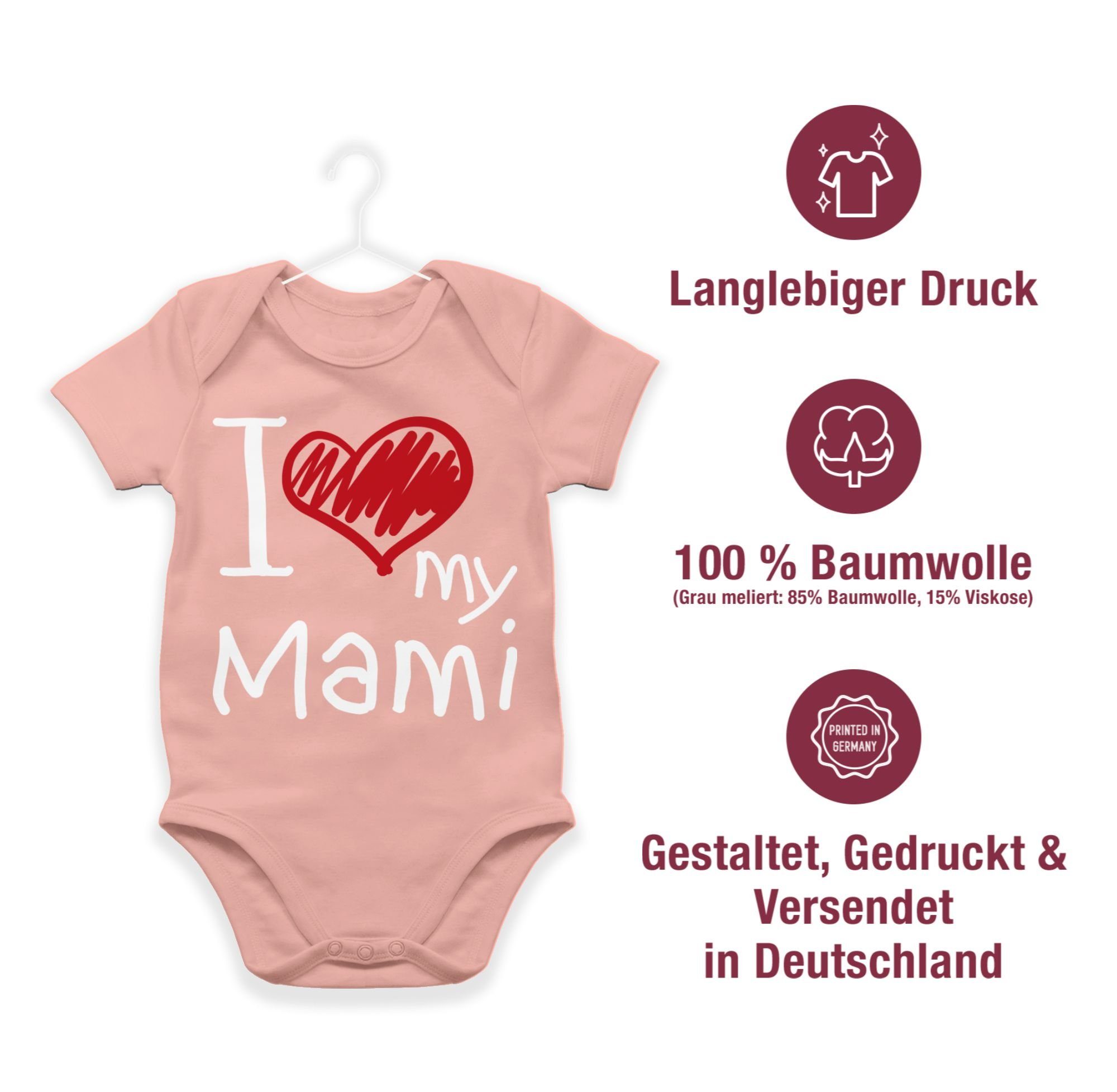 weiß 1 I my Shirtbody Mami love Muttertagsgeschenk Babyrosa Shirtracer (1-tlg)