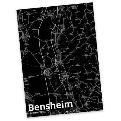 Mr. & Mrs. Panda Postkarte Bensheim - Geschenk, Grußkarte, Stadt Dorf Karte Landkarte Map Stadtp