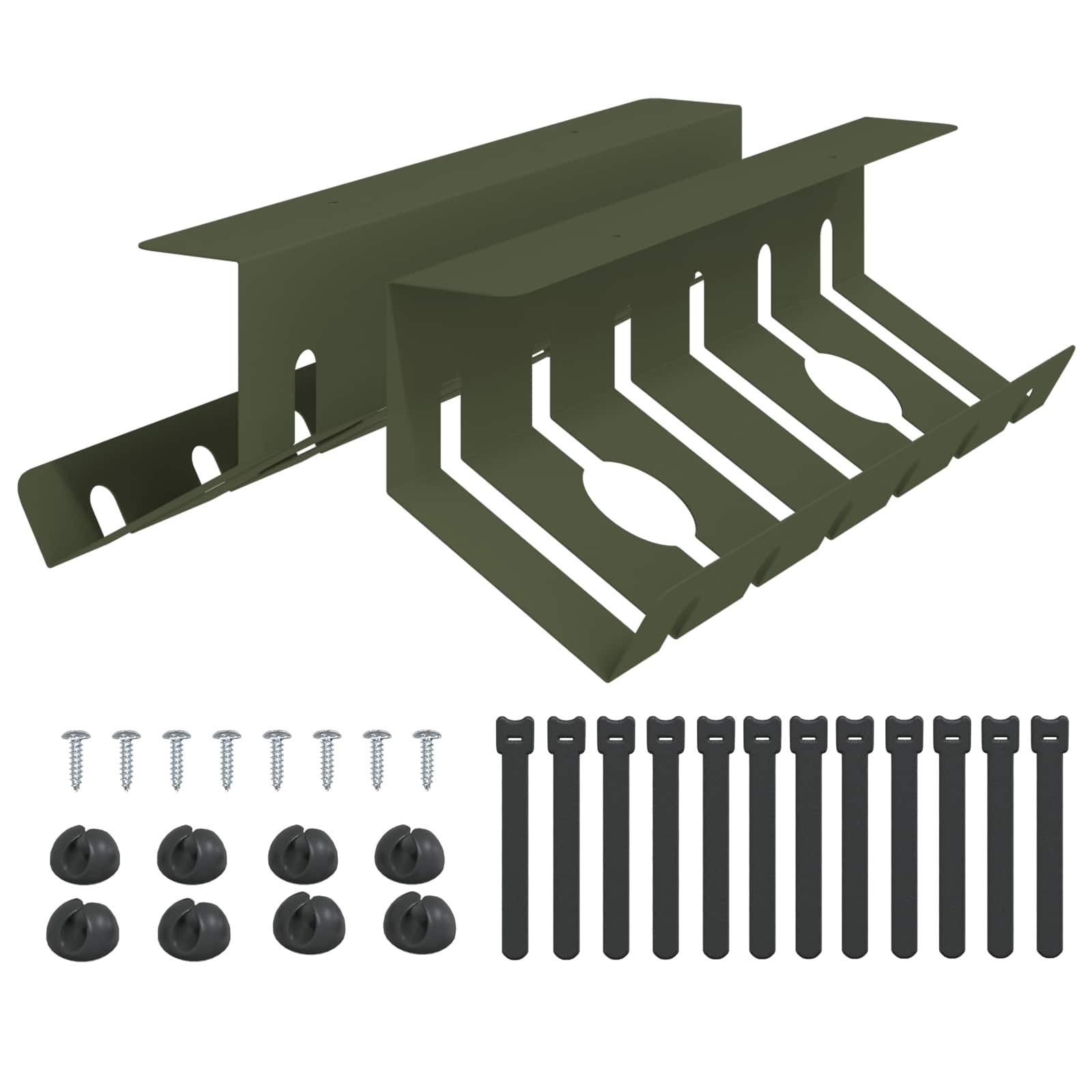 vidaXL Kabelzubehör Unter dem Schreibtisch Kabelmanagement Tray 2 Stk. Olivgrün, (2-tlg)