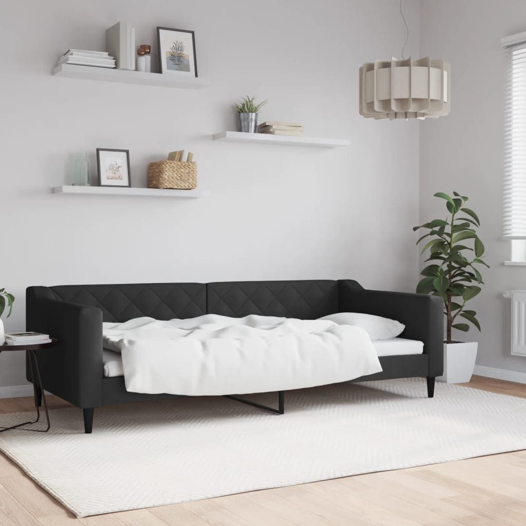 vidaXL Bett, Tagesbett Schwarz 90x200 cm Stoff günstig online kaufen
