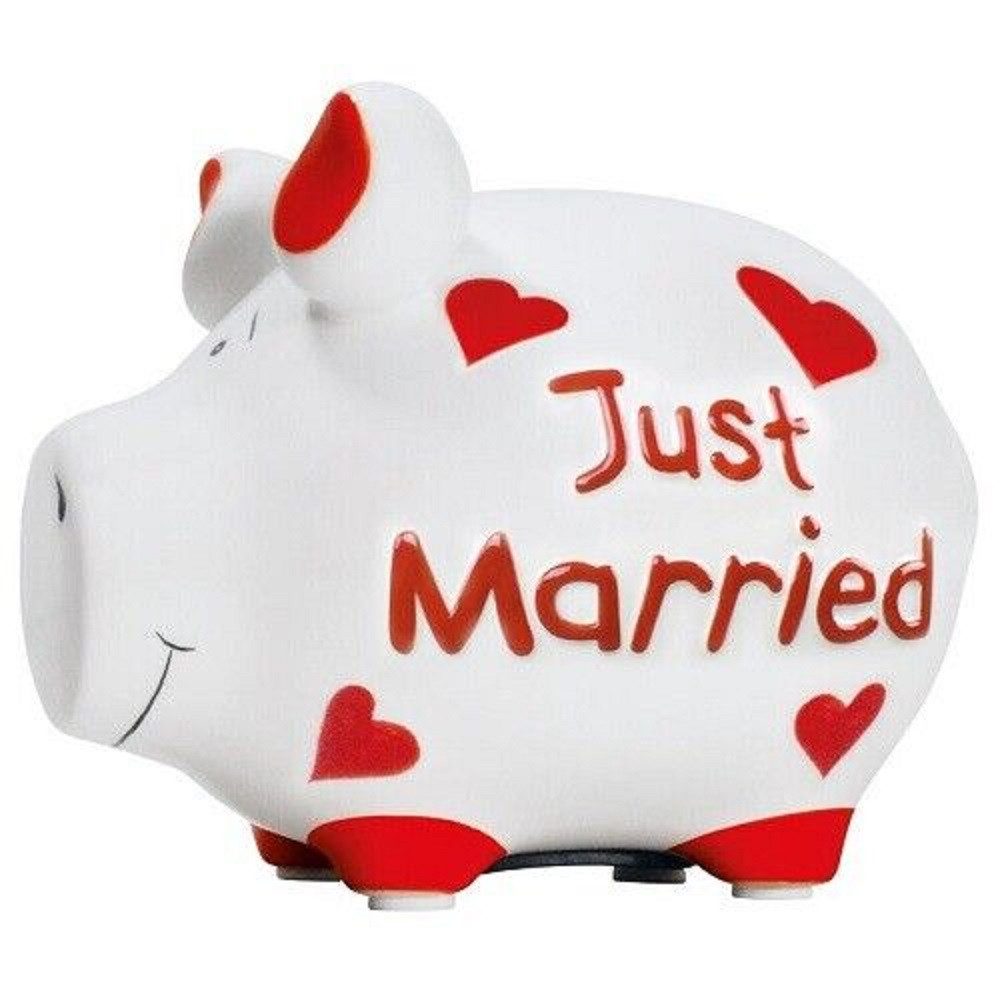 Wurm Spardose KCG Sparschwein "Just Married" Keramik, Weiß/Rot 12,5x9x9cm