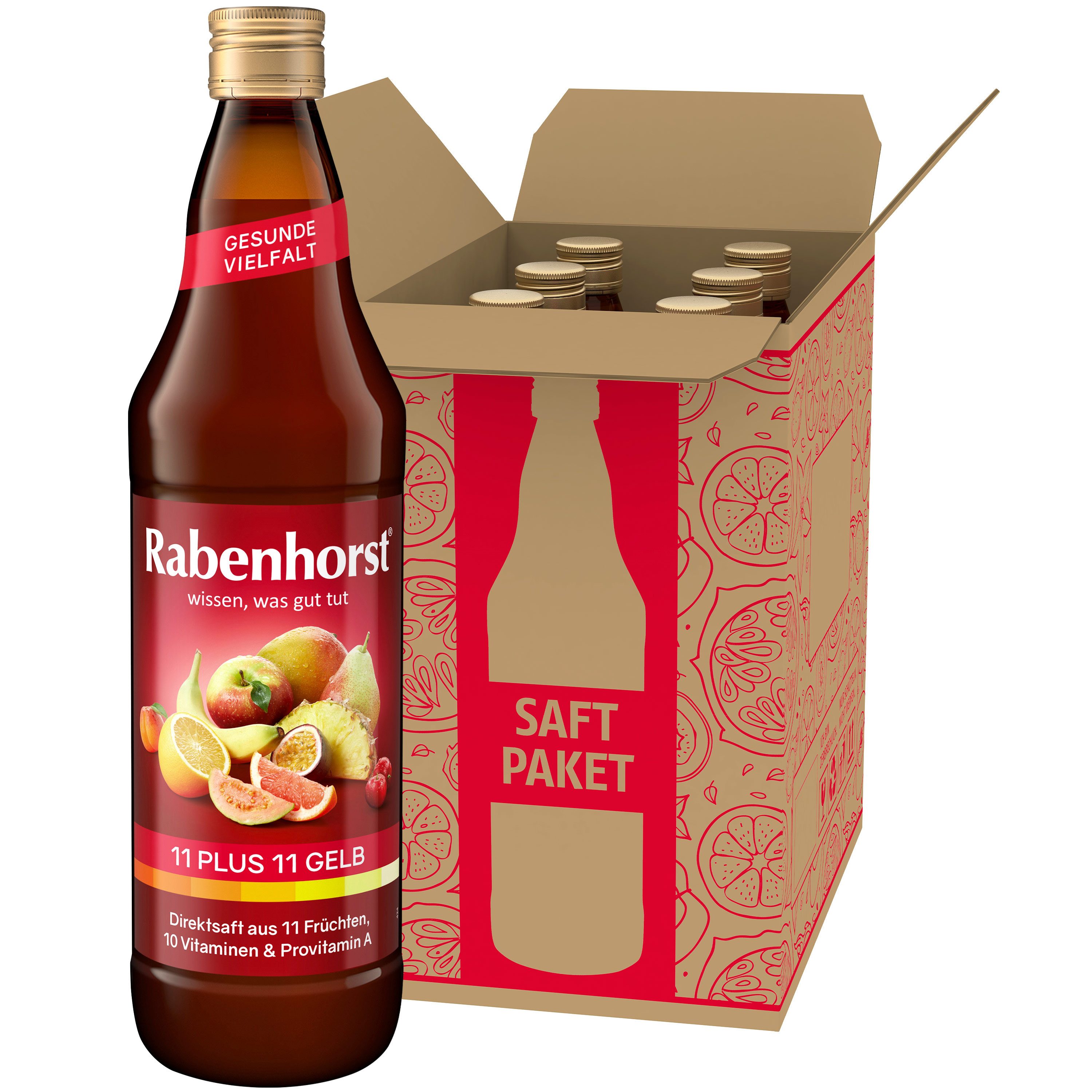 Haus Rabenhorst Saft RABENHORST 11 plus 11 gelb 6er Pack (6 x 700 ml), 4,2 l, 6 St.