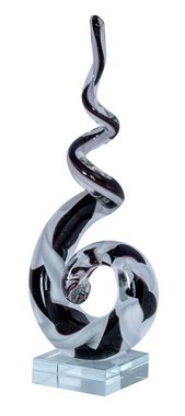 Levandeo® Skulptur, Glasfigur H26cm Skulptur Glas Glasdeko Schwarz Weiß Deko Design