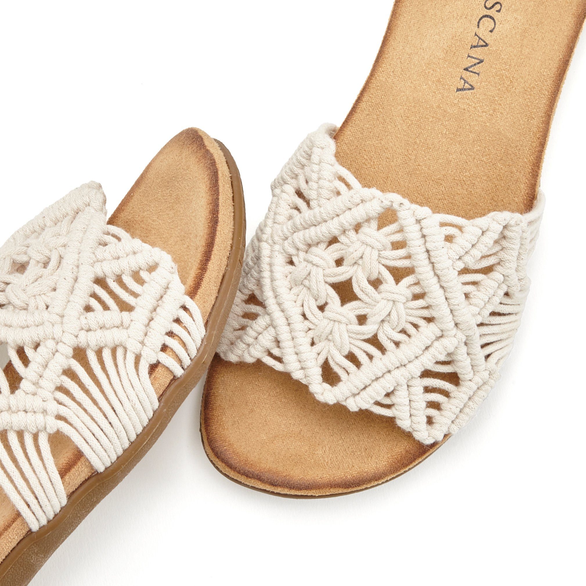 LASCANA Sommerschuh, offener Schuh, Mule, Sandale, Pantolette mit modischem Häkelmuster VEGAN
