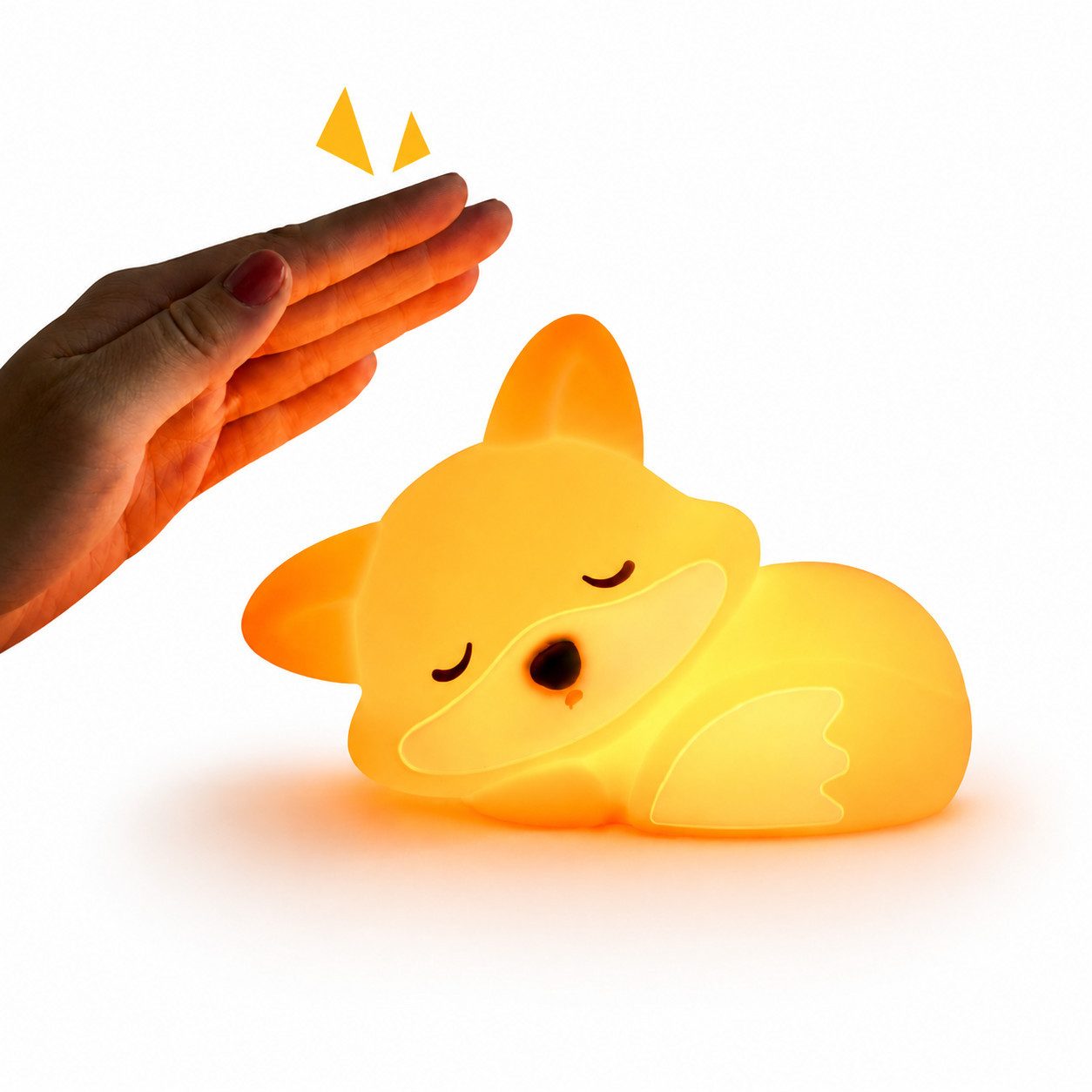 nsihing LED Nachtlicht Fuchs Nachtlicht für Kinder, Silikonlampe mit Klopfsensor, Dimmbar, Wiederaufladbar & mit Timer, Weiches Licht für Kinderzimmer