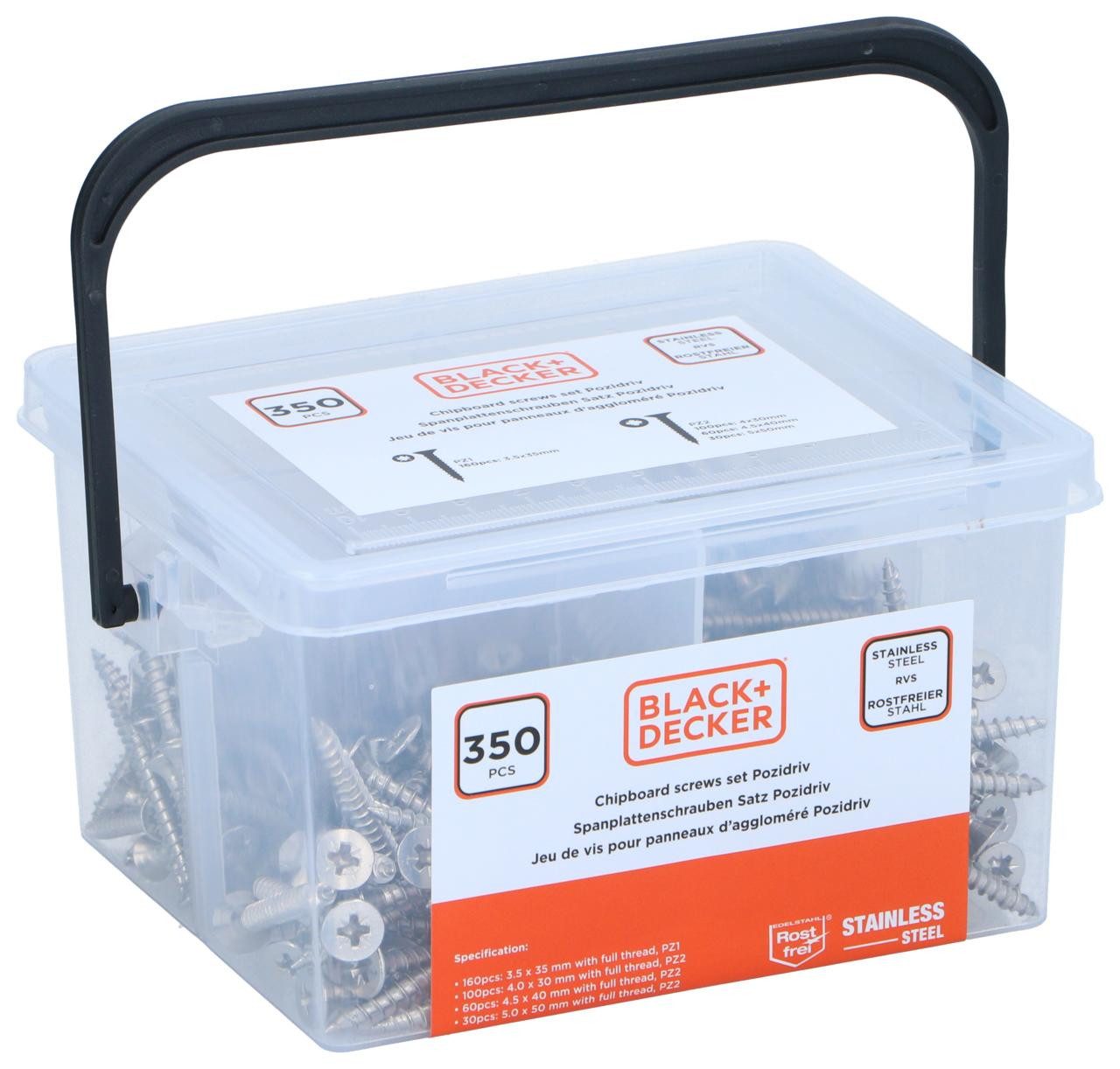 Black + Decker Schrauben-Set BLACK+DECKER Schraubensatz 350-tlg