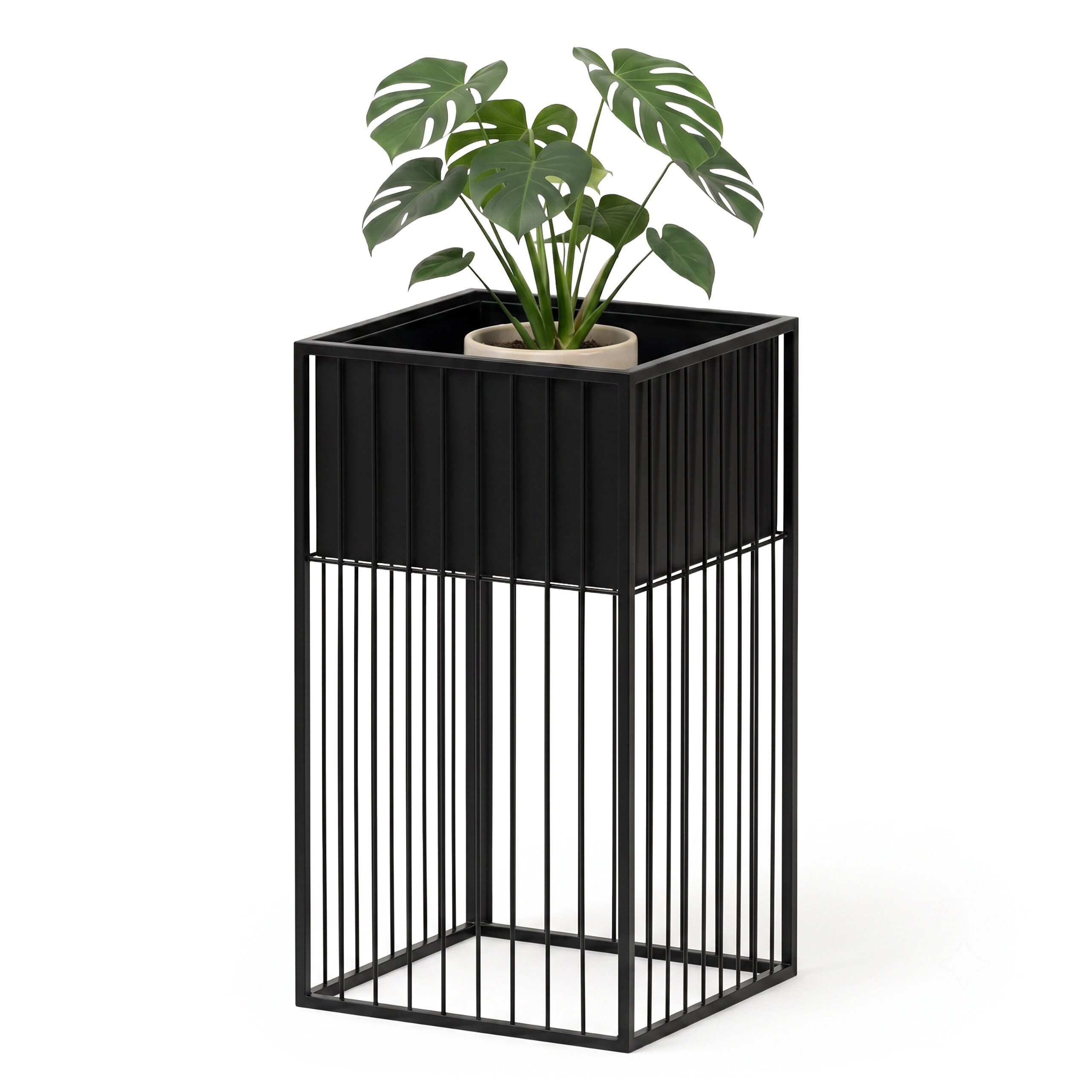 relaxdays Blumenständer Metall Blumenständer in Schwarz (1 St), A