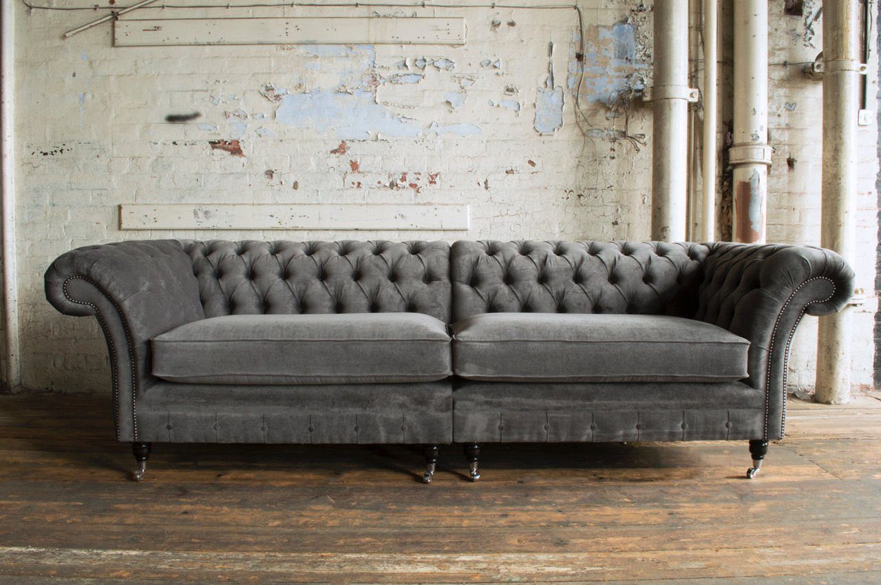 JVmoebel Chesterfield-Sofa, Chesterfield Couch Polster Sofas Klassischer Textil Schaffhau | Chesterfield-Sofas