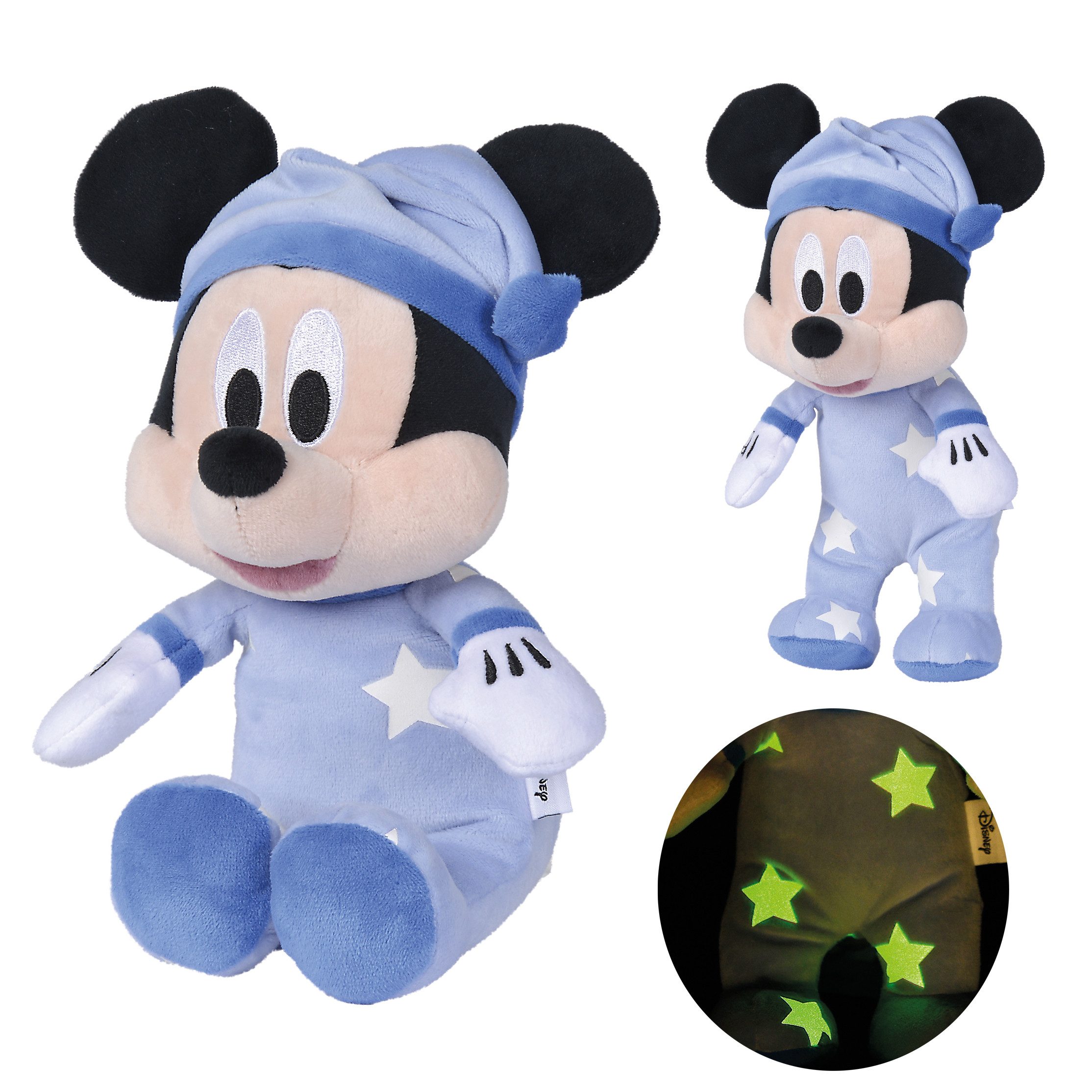 Simba Dickie Plüschfigur Plüsch Disney Gute Nacht Mickey sitzend Sterne leuchten im Dunkeln
