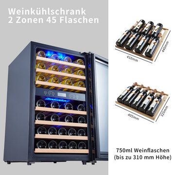 kalamera Weinkühlschrank KRC-120BFG, für 45 Standardflaschen á 0,75l,Touchscreen mit Groß LCD Anzeige,Abschließbare Glastür