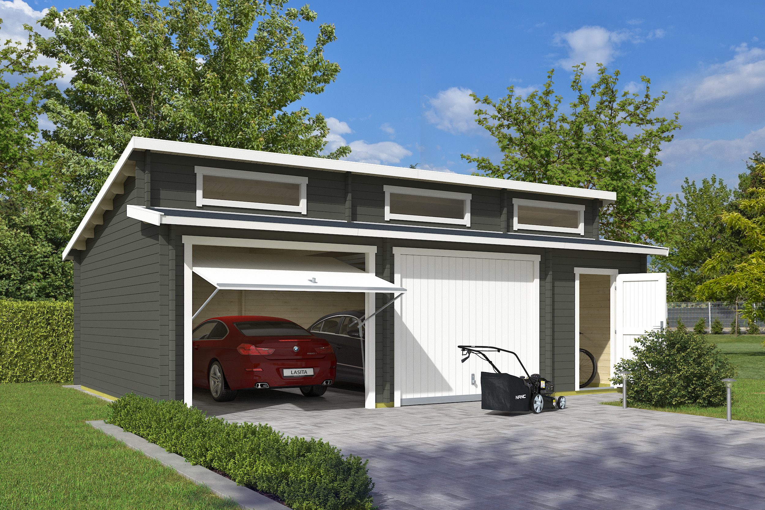 Nordic Holz Garage HAWAII, BxT: 820x579 cm, 207 cm Einfahrtshöhe, mit Schwingtor