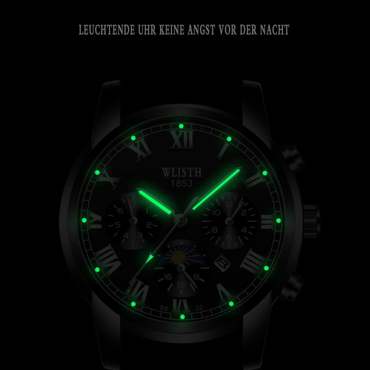 Toomoke Quarzuhr Quarzuhr Armbanduhr Edelstahl Herren Uhr, Multifunktionsuhr Herrenuhr, (ultifunktionsuhr Armbanduhr, Edelstahl Armbanduhr, Chronograph Herrenuhr, Herrenuhr, Edelstahlarmband), Datum, Wochentag, Edelstahlarmband
