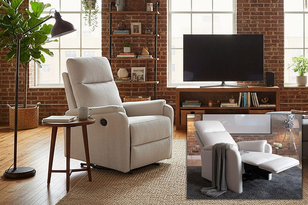 riess-ambiente TV-Sessel HOLLYWOOD beige-Strukturstoff, mit Liegeposition, gepolstert, Federung (Einzelartikel, 1-St), klappbarer Kinosessel - ideal für Schlaf-, Wohnzimmer und Home-Kinos