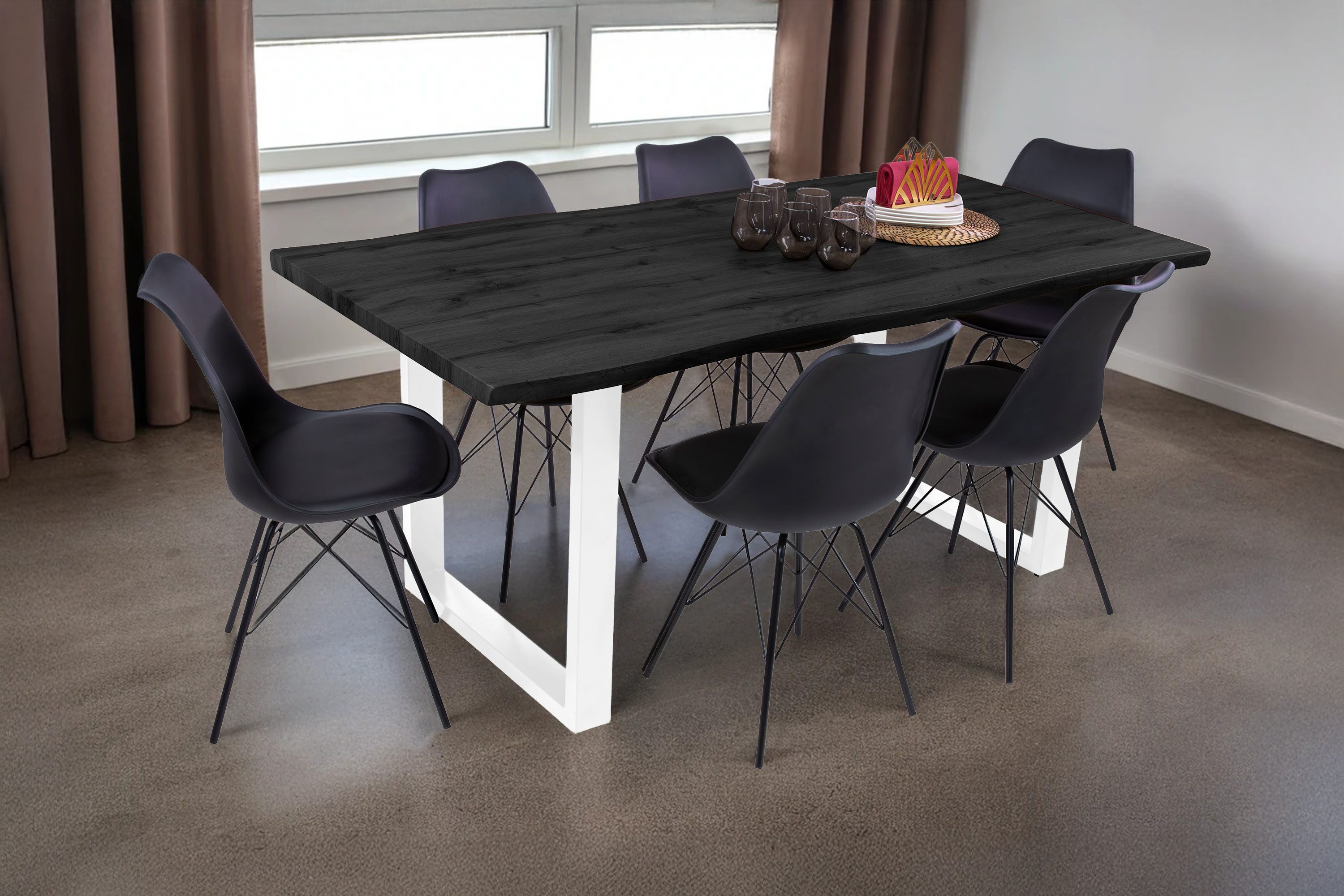 Loreno® Esstisch Josy, Holz-Optik Grau, Baumkante, günstig online kaufen