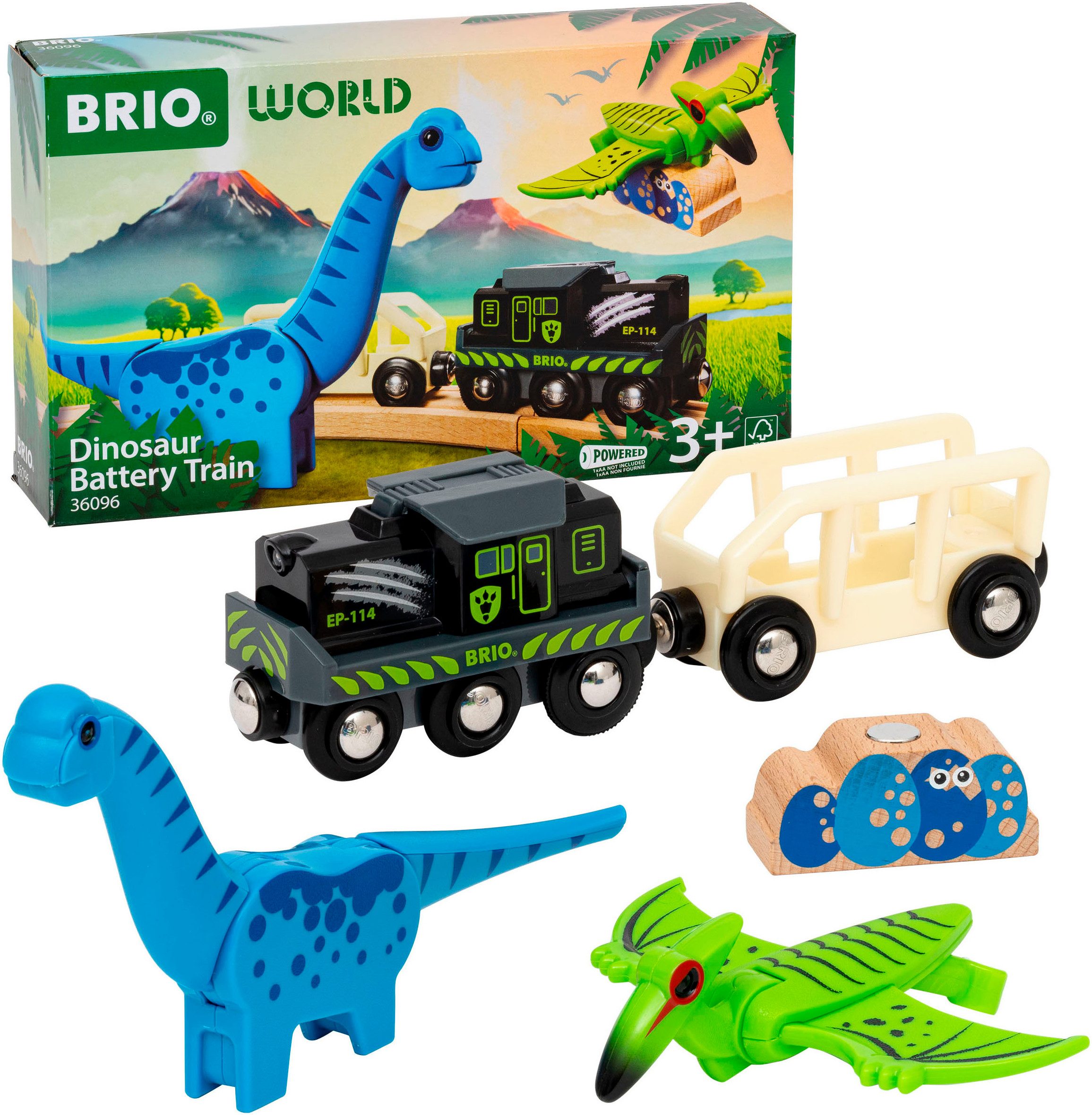 BRIO® Spielzeug-Eisenbahn BRIO® WORLD, Dinosaurier Batteriezug, (Set, 5-tlg günstig online kaufen