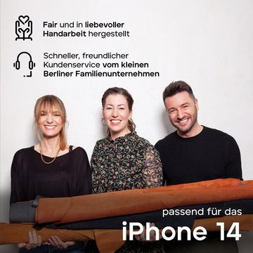 wiiuka Handyhülle suiit Hülle für iPhone 14, Klapphülle Handgefertigt - Deutsches Leder, Premium Case