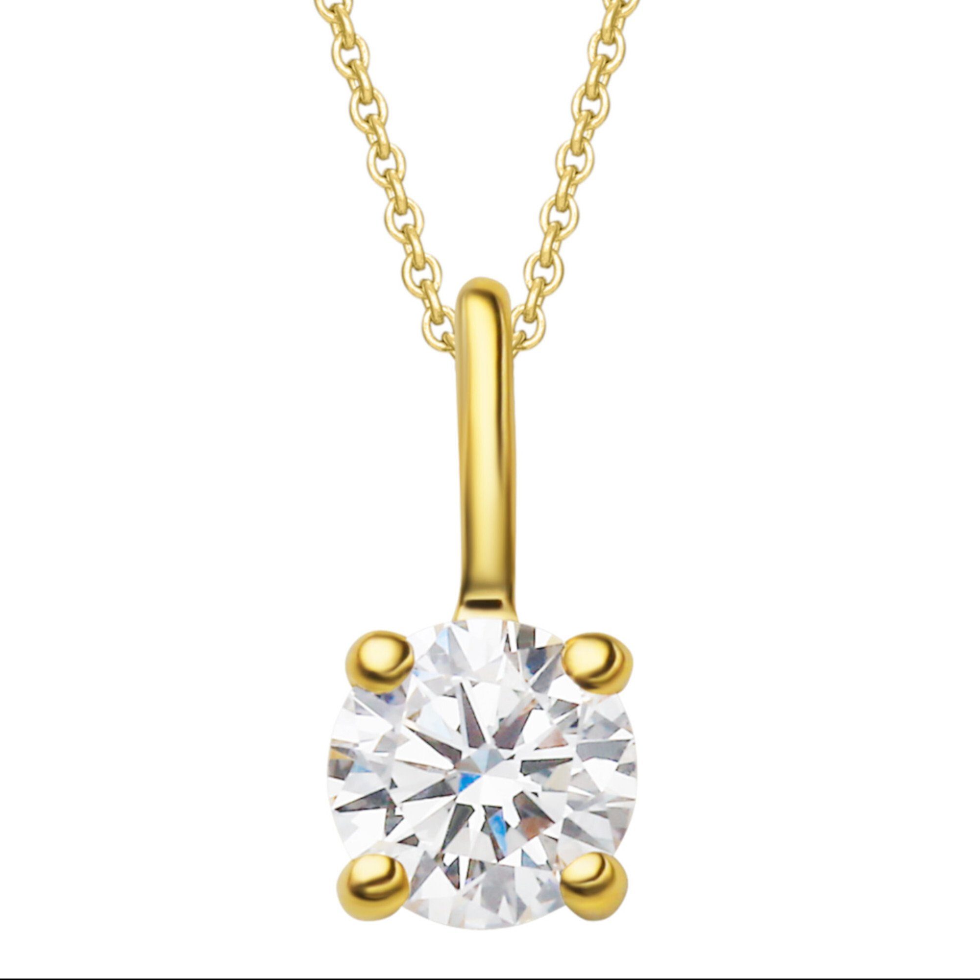 Gelbgold, Anhänger Brillant ct Diamant Damen aus Kettenanhänger Schmuck 585 Gold ELEMENT 0.1 ONE