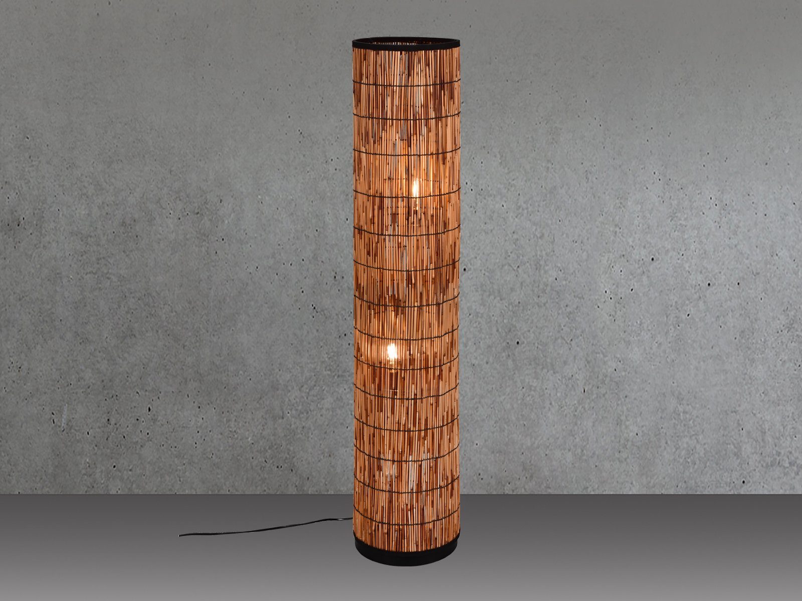 meineWunschleuchte Stehlampe Lichtsäule aus Rattan, Höhe 120cm, ohne Leuchtmittel, kleine Stehleuchte Säule, indirekte Beleuchtung Wohnzimmer Ecke – Bild 3 von 5