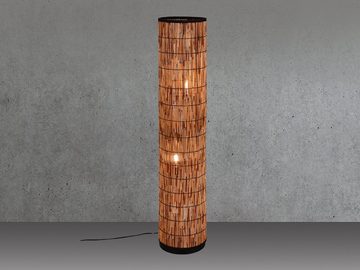 meineWunschleuchte Stehlampe, ohne Leuchtmittel, kleine Licht-Säule mit Lampen-schirm aus Rattan Bambus-optik, H: 120cm