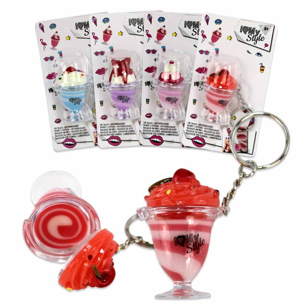 PMS Schlüsselanhänger 4 Stück Schlüsselanhänger Lippenbalsam "Sundae"