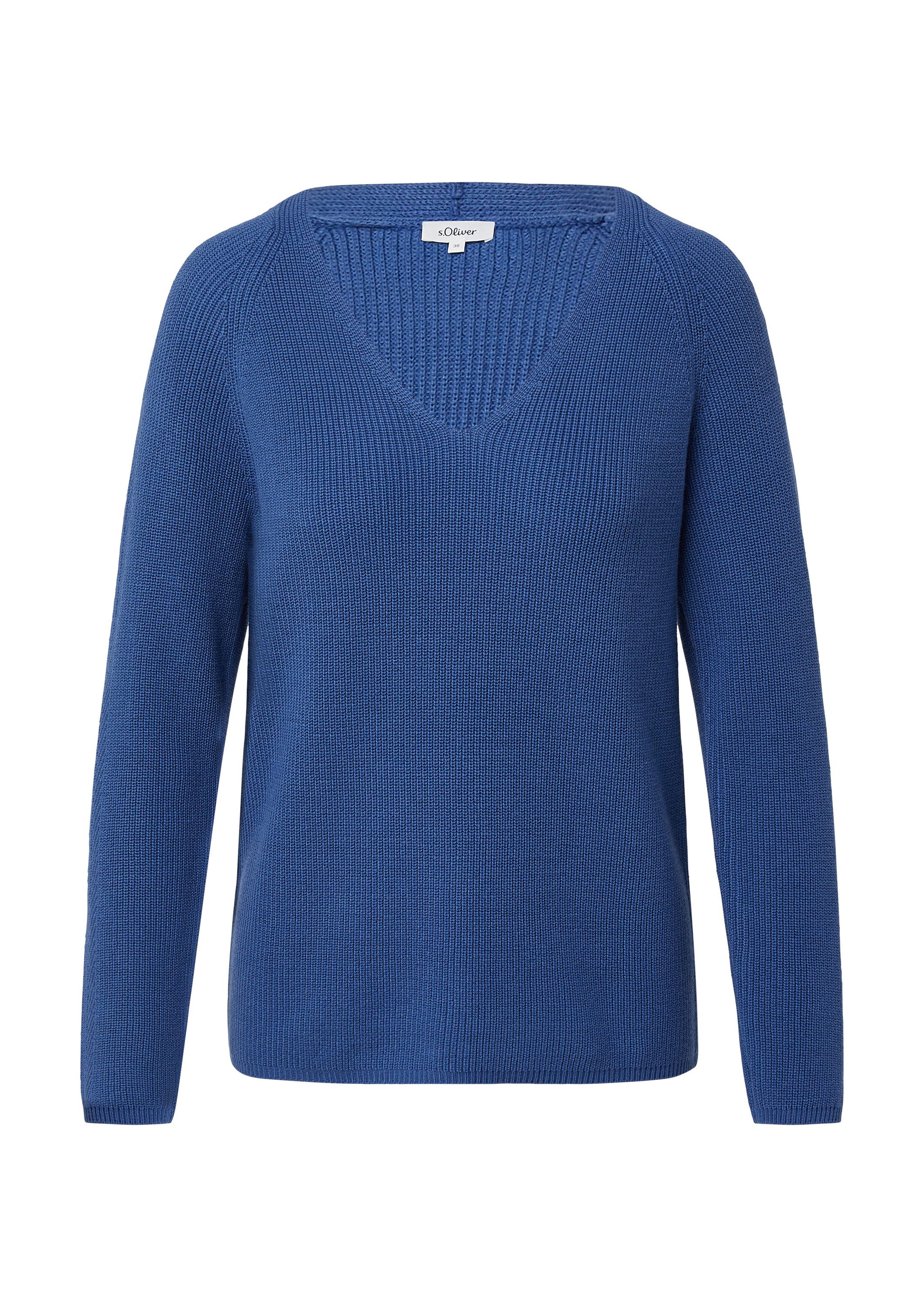 s.Oliver Longpullover Strickpullover Strickpullover aus Baumwollmix mit V-A günstig online kaufen