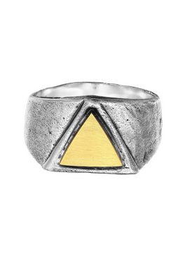 HAZE & GLORY Siegelring Siegelring Dreieck Messing Mix - Triangle 925 Silber