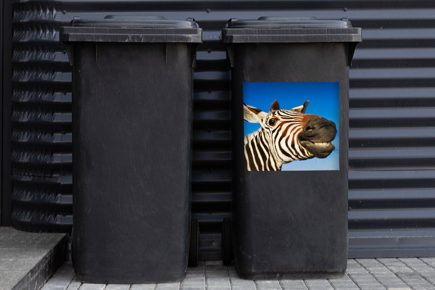 MuchoWow Container, Jungen Lustig - Kinder Zebra Mülleimer-aufkleber, (1 Sticker, - Mülltonne, Abfalbehälter - Mädchen - Wandsticker St),