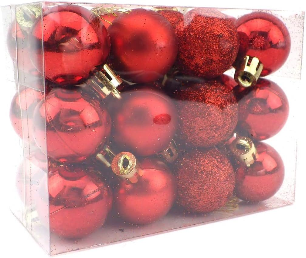 Coonoor Weihnachtsbaumkugel 24er-Set Rote Christbaumkugeln, und St) (24 3cm, Glanz Matt