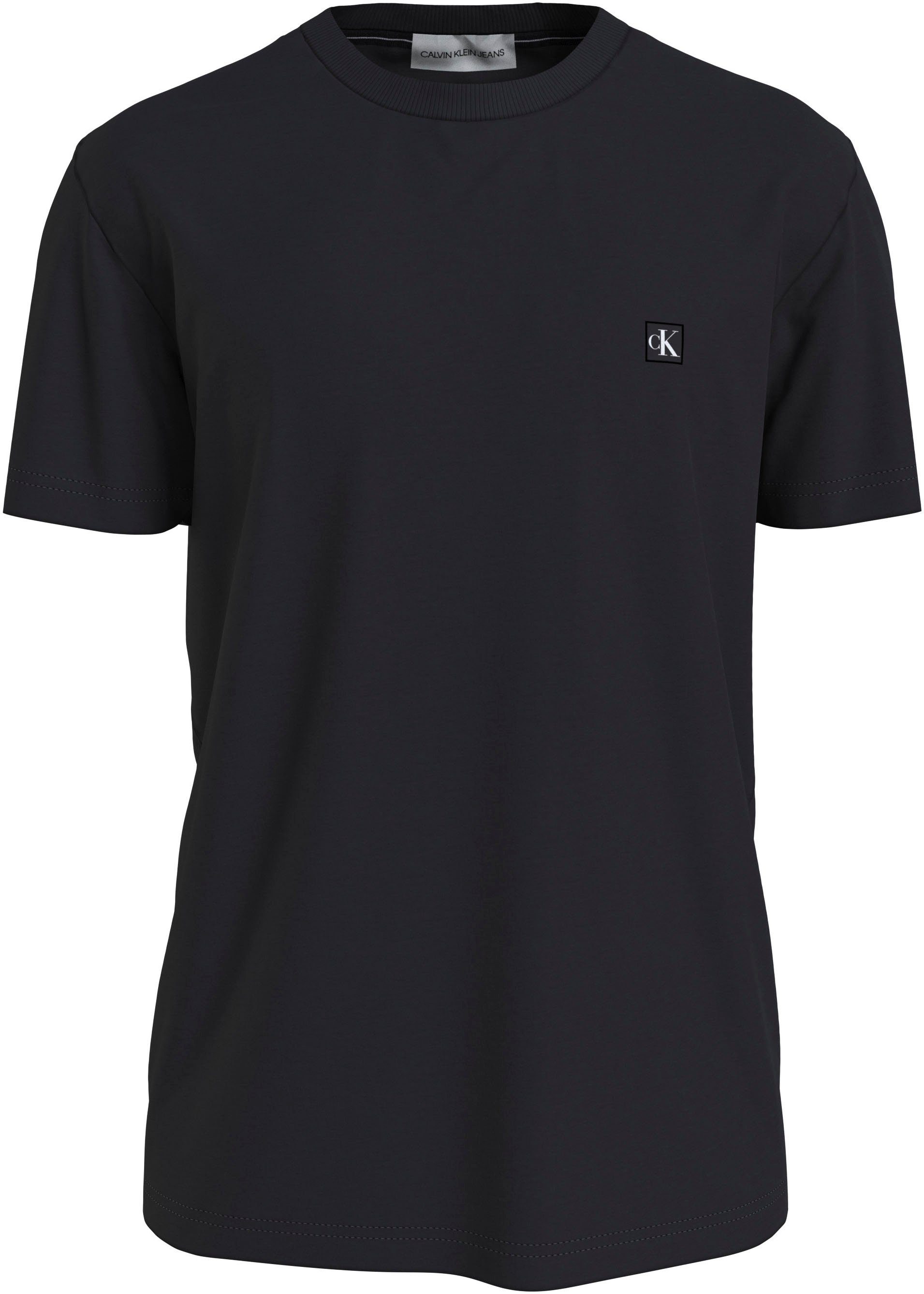 T-Shirt Klein CK TEE Black mit Jeans Ck EMBRO BADGE Calvin Logopatch