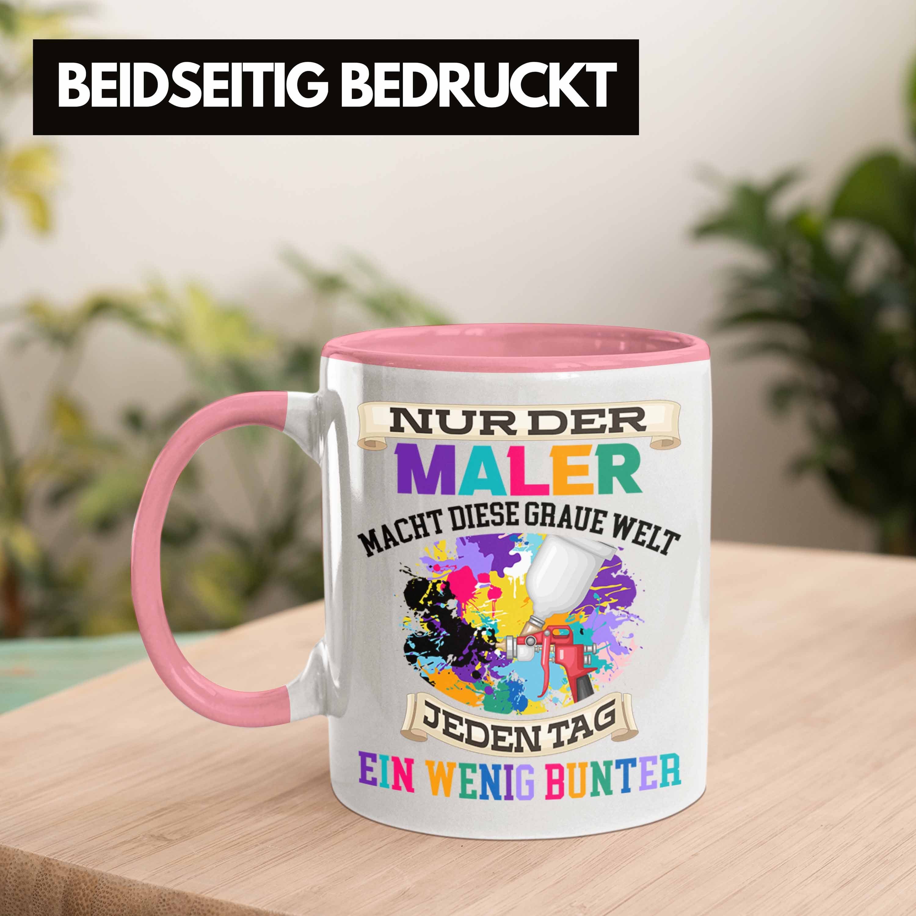 Maler Evolution Job Lustig Trendation Rosa Tasse Malermeis Tasse Geschenk Anstreicher Männer