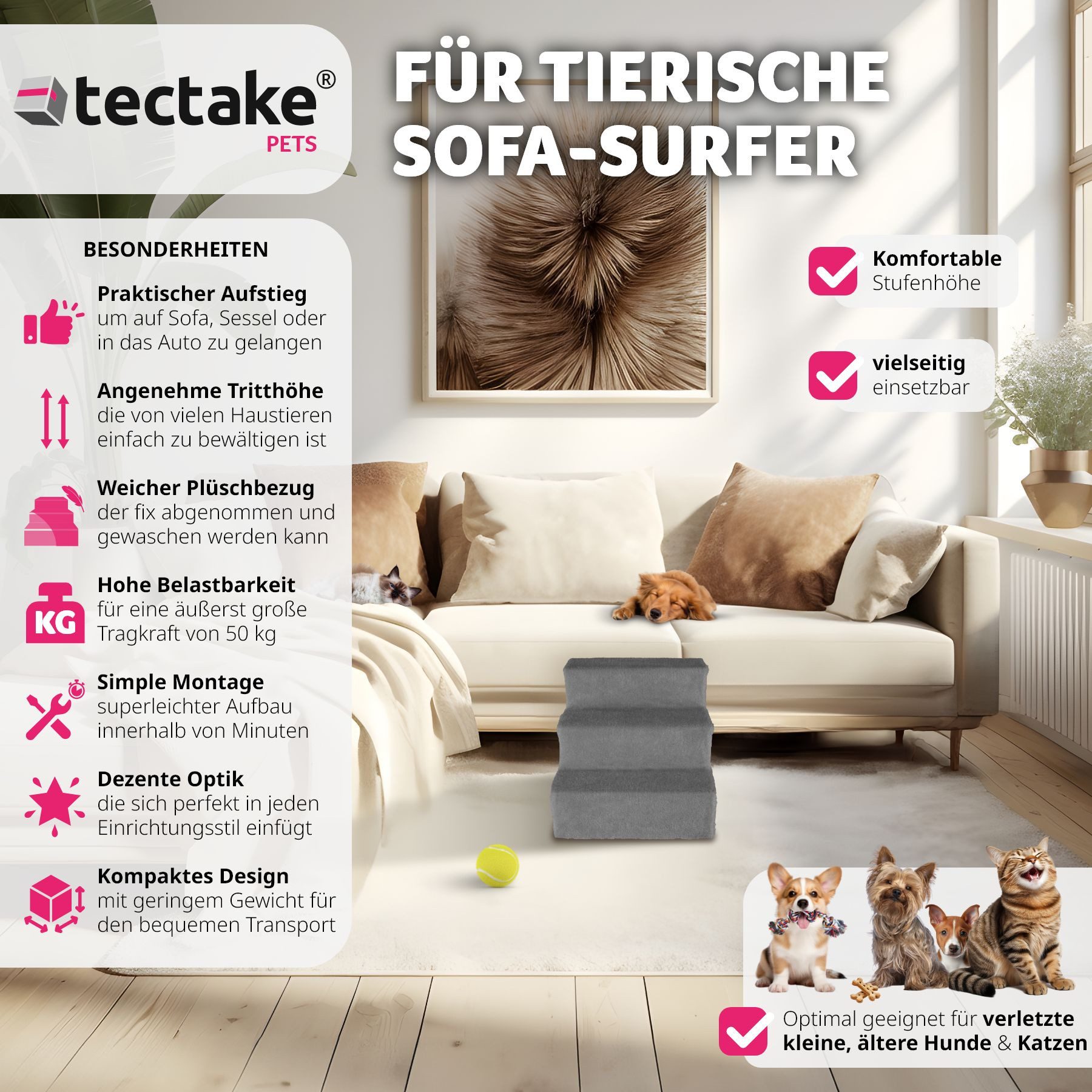 tectake Haustiertreppe Hundetreppe Paw Path mit günstig online kaufen