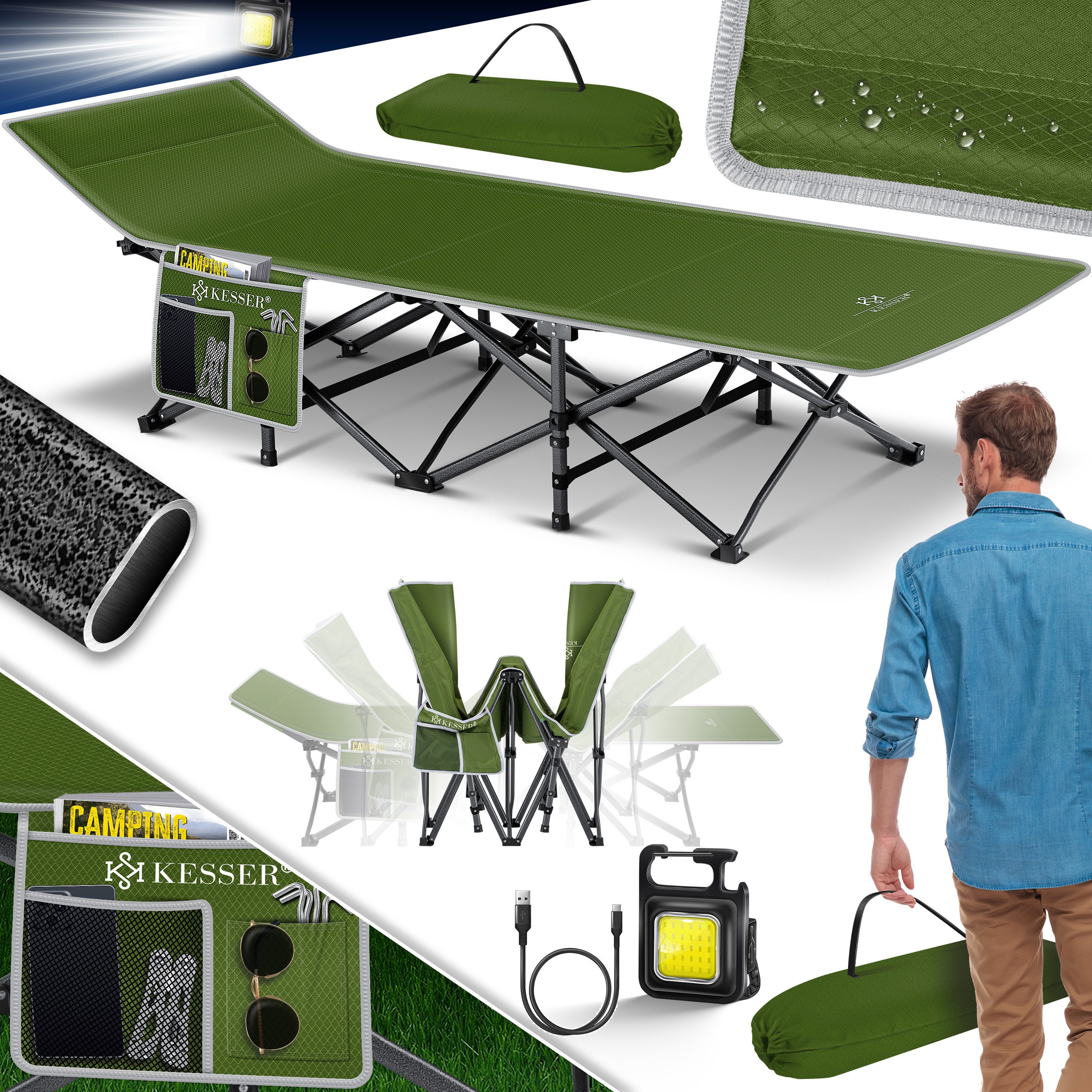 KESSER Campingliege Campingbett Feldbett Klappbar Klappbett günstig online kaufen