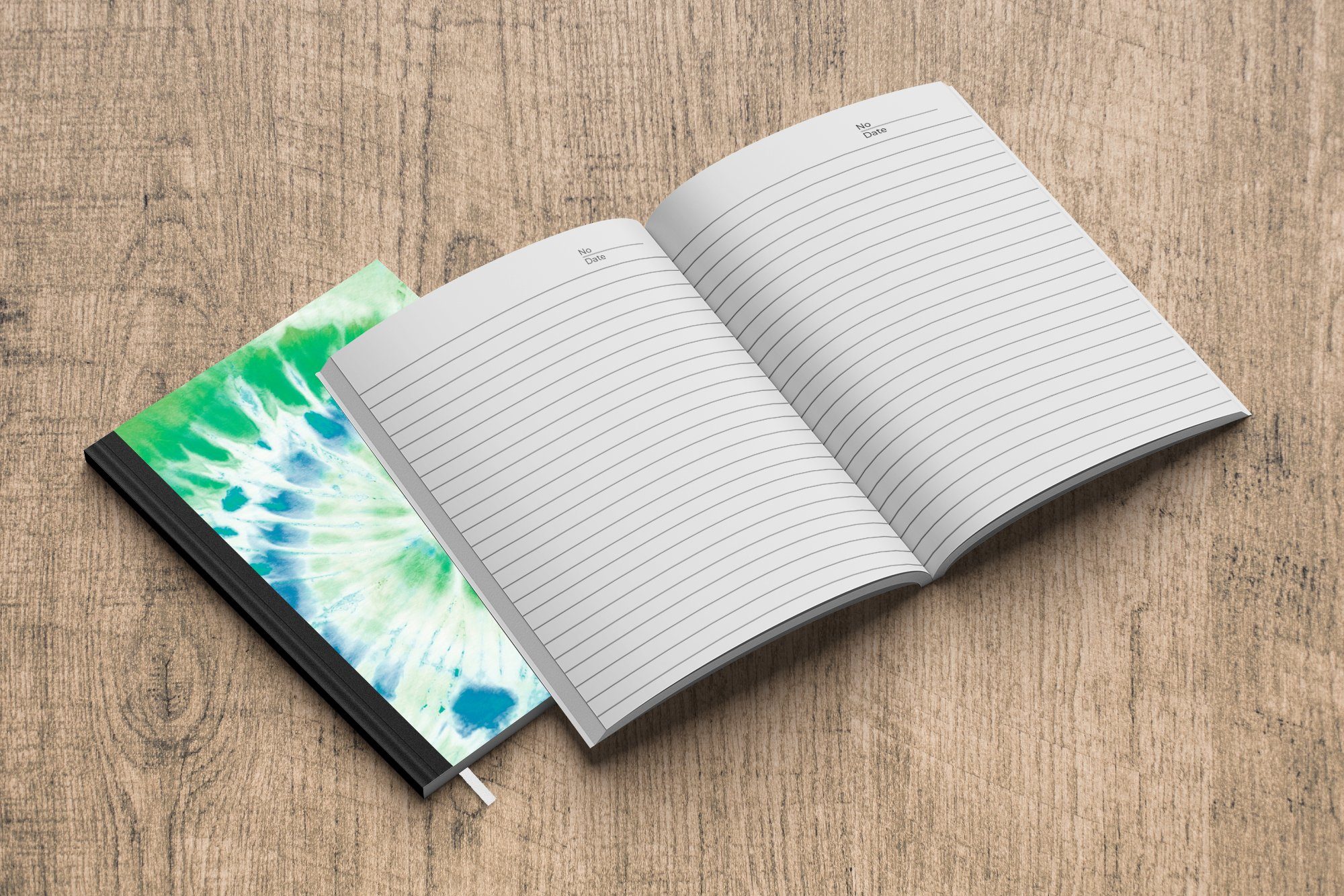 Journal, Notizheft, - Grün Spirale Tagebuch, - Krawattenfärbung MuchoWow Blau, - A5, Merkzettel, Haushaltsbuch 98 Seiten, Notizbuch