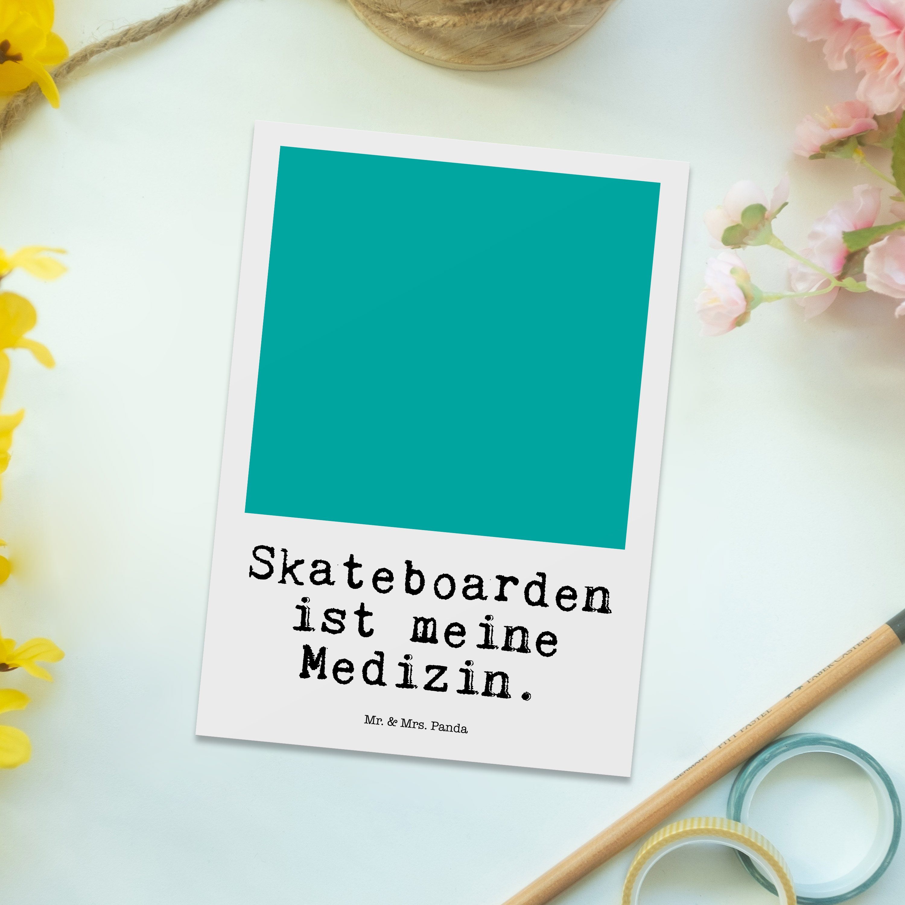 Pinguin Weiß Mr. Medizin - Mrs. Postkarte Panda Geschenk, Einladung, - Dankeschön Skateboarden &