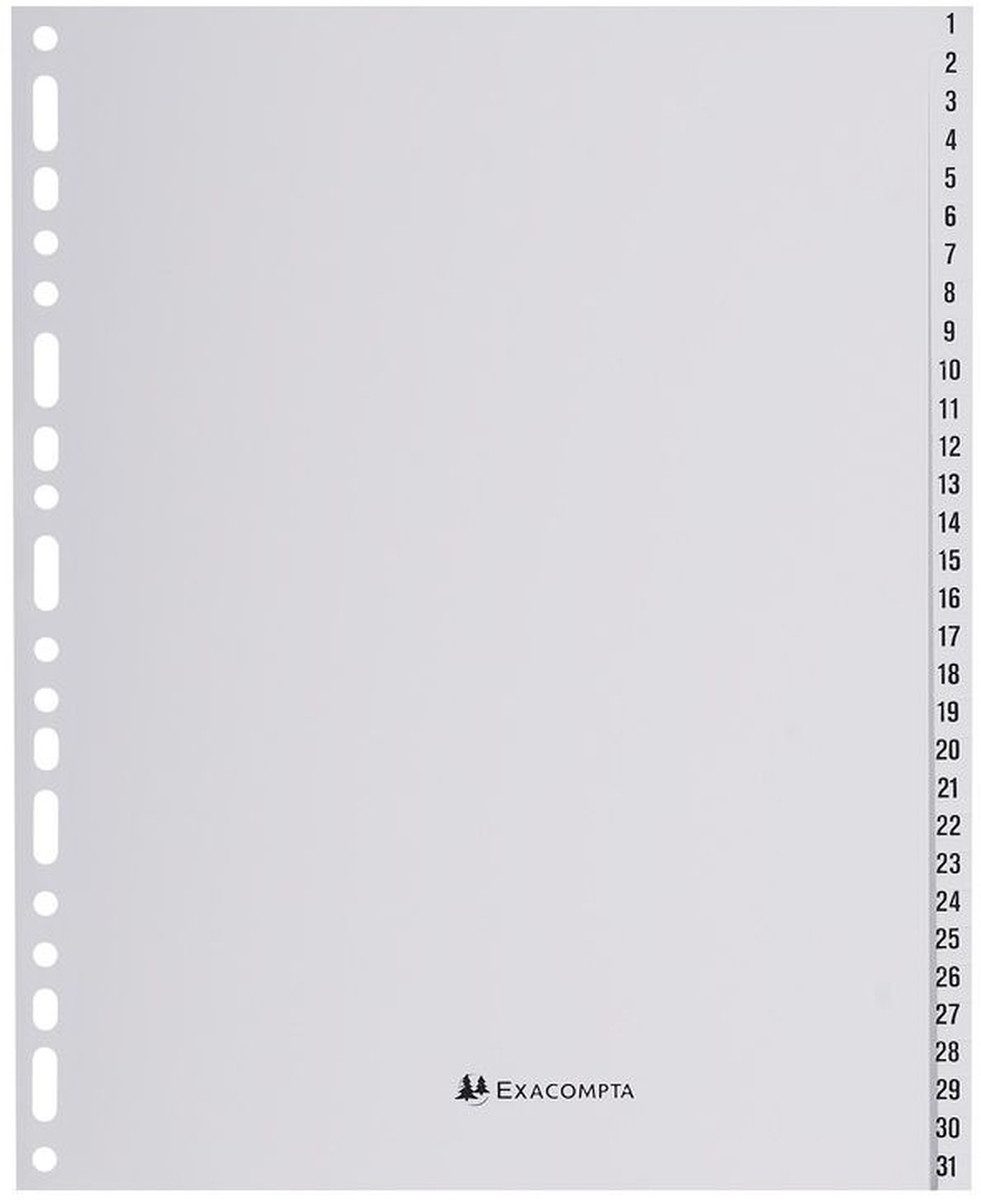 EXACOMPTA Aktenordner Register A4+ PP 31-teilig 1-31 grau