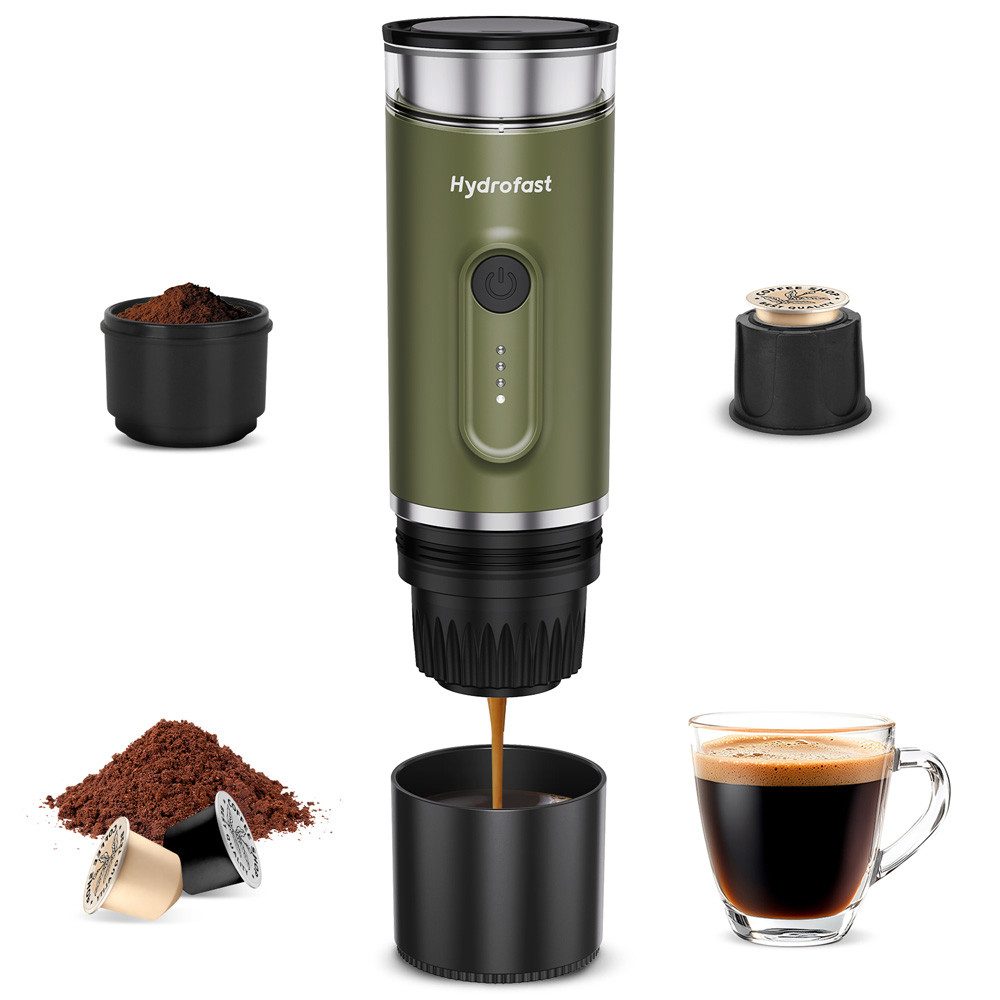 Hydrofast Espressomaschine PO-100 Tragbare Kaffeemaschine, Kabellose Outdoor-Espressomaschine – Akku,2-in-1,für Reisen & Camping