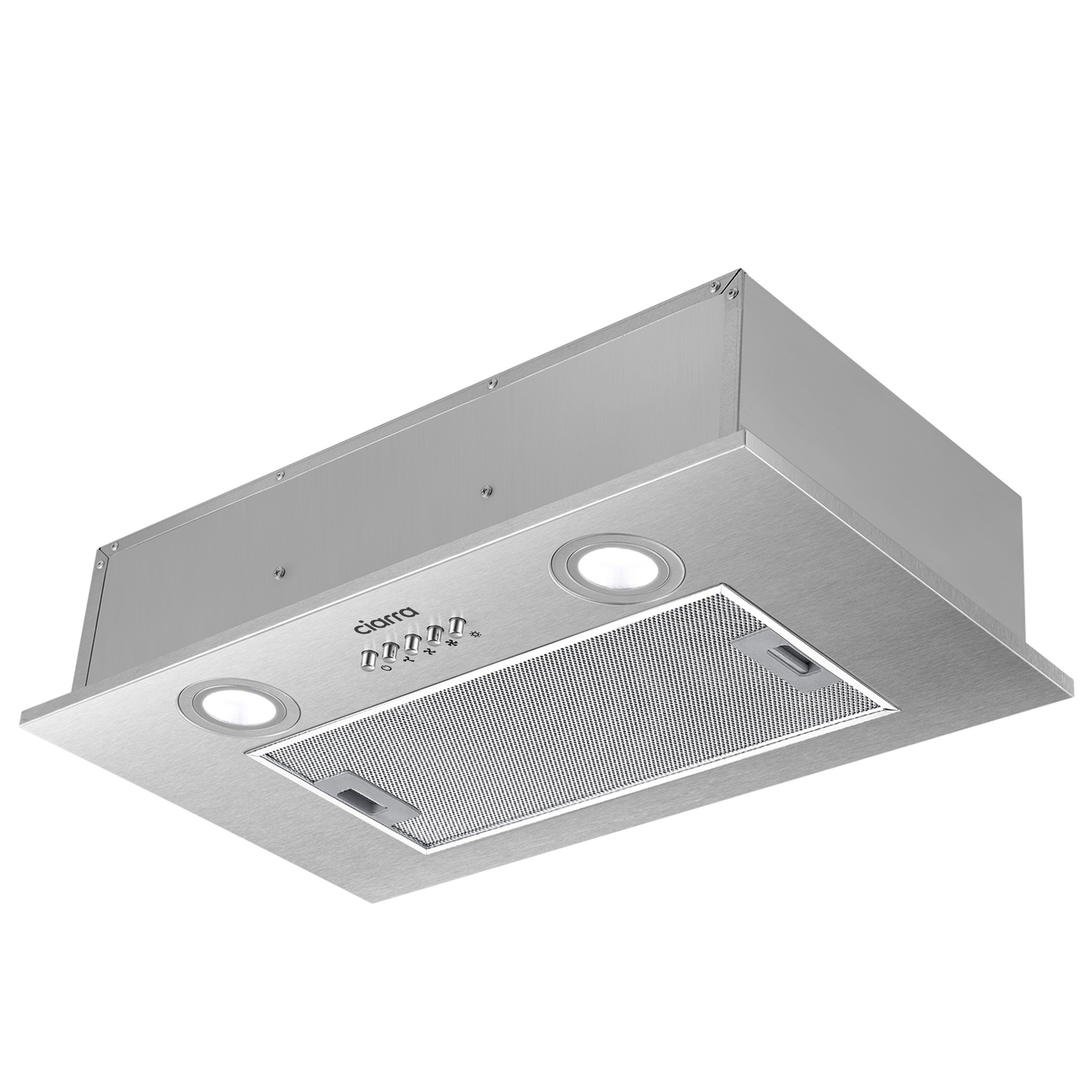 CIARRA Unterbauhaube 52 cm Einbauhaube leise für Küchenschrank 300 m³/h Abluft CBCS5913A 52 cm Einbauhaube leise für Küchenschrank 300 m³/h Abluft CBCS5913A, Einbau-Dunstabzugshaube aus Edelstahl 3 Stufen mit 2 LED Druckknopf