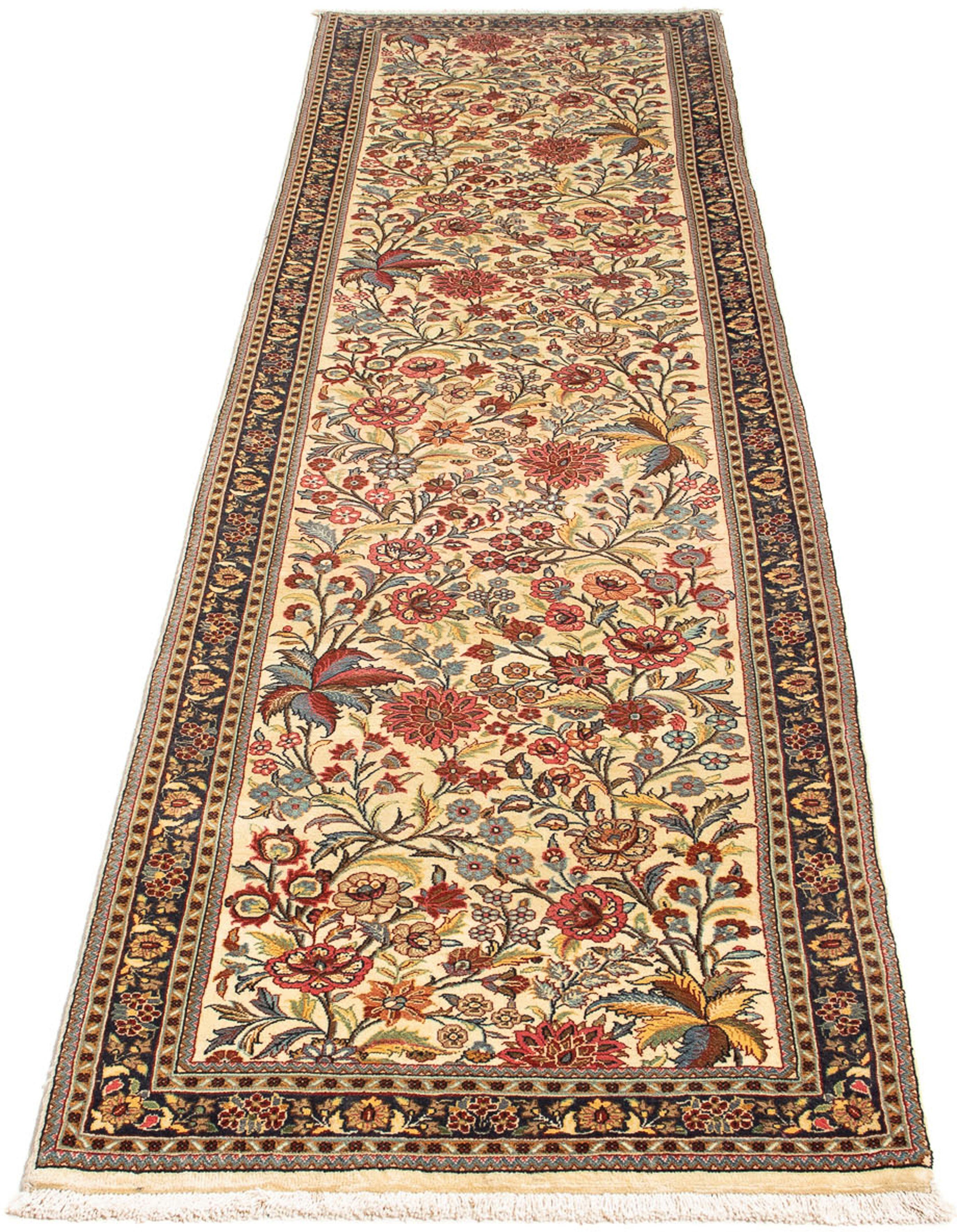 Orientteppich Perser - Ghom - 267 x 69 cm - beige, morgenland, rechteckig, Höhe: 10 mm, Wohnzimmer, Handgeknüpft, Einzelstück mit Zertifikat