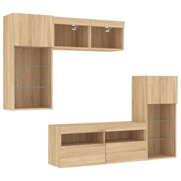 vidaXL TV-Schrank 5-tlg. Wohnwand mit LED-Beleuchtung Sonoma-Eiche Holzwerkstoff (1-St)