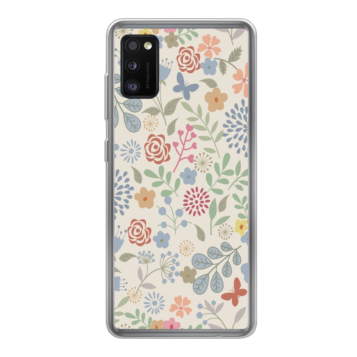 MuchoWow Handyhülle für Samsung Galaxy A41 Eine Blumenmuster-Illustration mit vielen Blume, Smartphone-Bumper, Print, Handy Schutzhülle Dünn