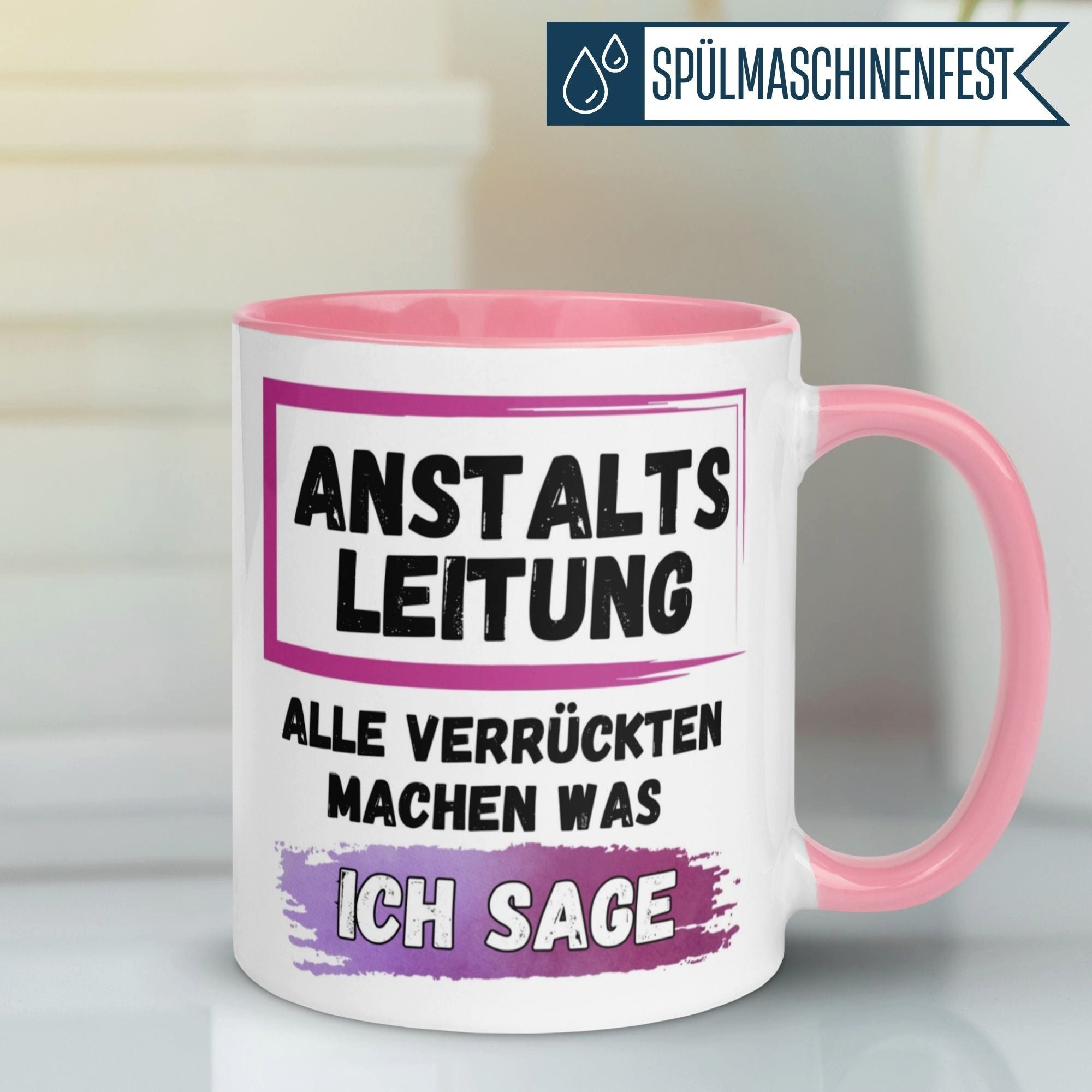 Momentals Tasse Chefin – „Anstaltsleitung“ – Beste Teamleiterin Geschenk Becher, Gratis Versand · Links-&Rechtshänder · Spülmaschinenfest