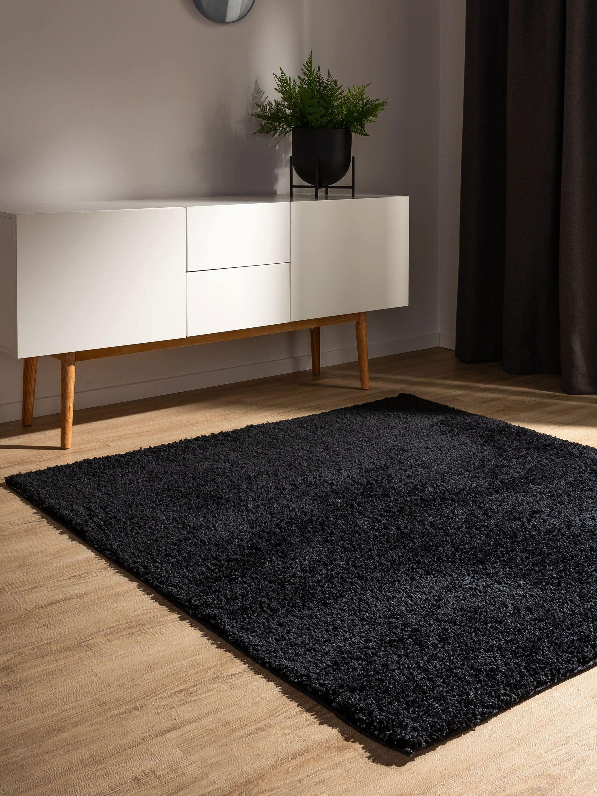 benuta Hochflor-Teppich Soho, quadratisch, Höhe: 31 mm, Teppich Wohnzimmer, Schlafzimmer, Esszimmer, Rutschfest, Waschbar